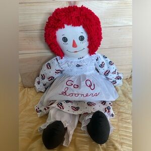 Raggedy Ann doll vintage OU‎ Sooners Handmade 23 inches